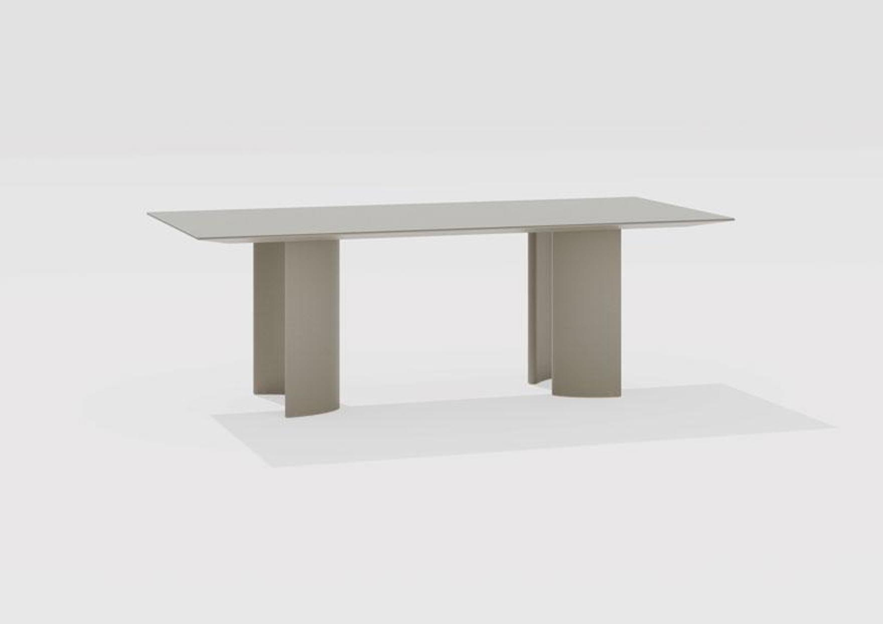 Naca | Rectangular table with top in speckled aluminium 220/260/300 x 100 x h 72 cm