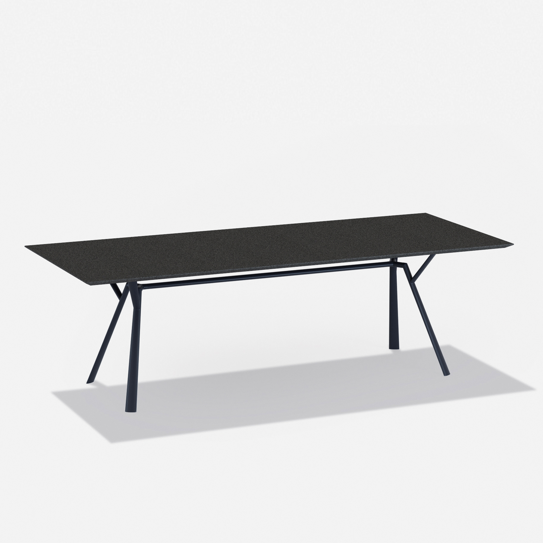 Radice Quadra | Rectangular table with top in speckled aluminium 150/200/290 x 90 x h 74 cm