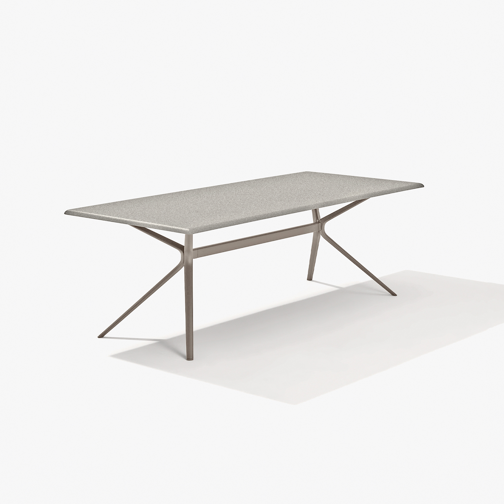Moai | Rectangular table with top in speckled aluminium 160 x 90 x h 74 cm