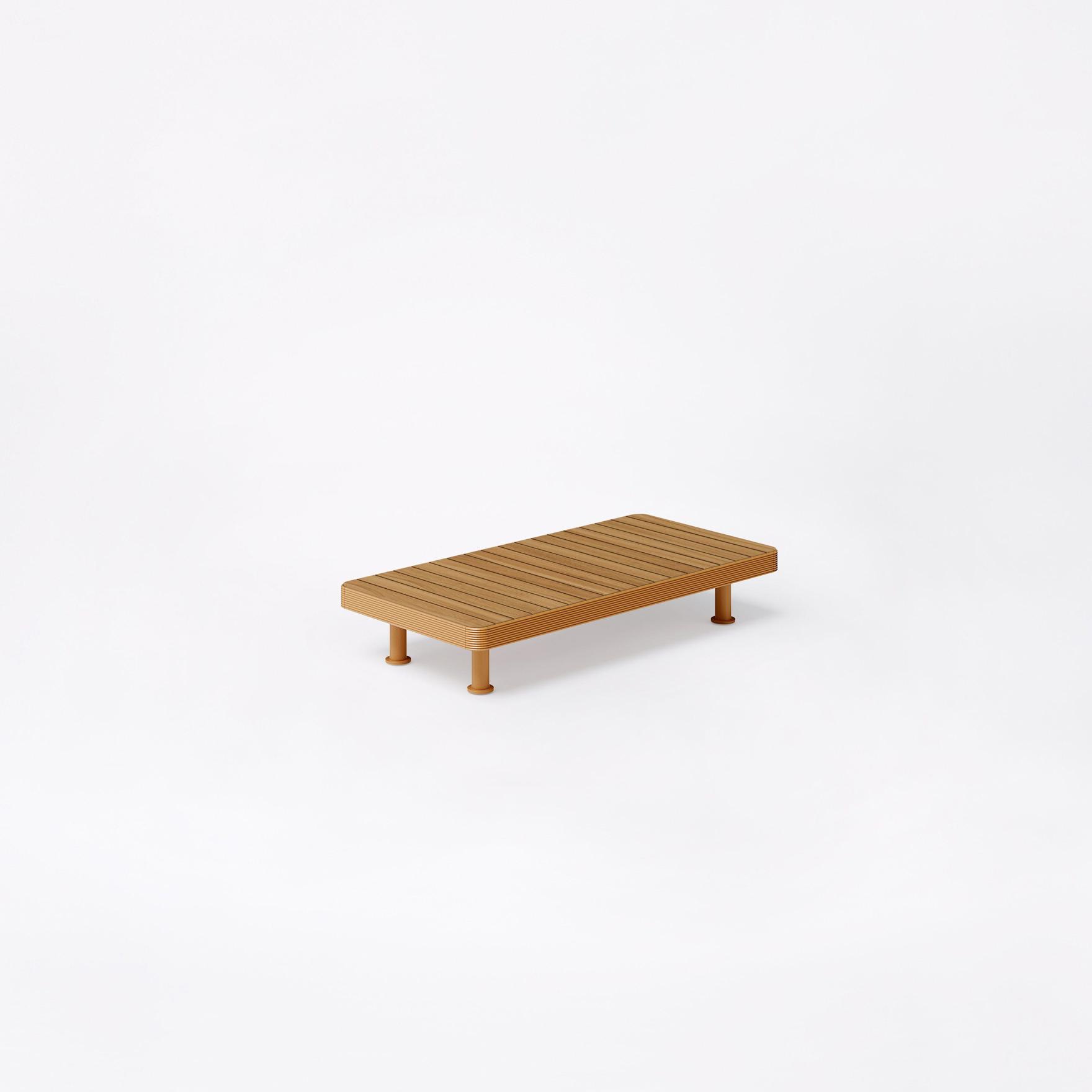 Unduetre | Tavolo basso rettangolare con piano in Teak