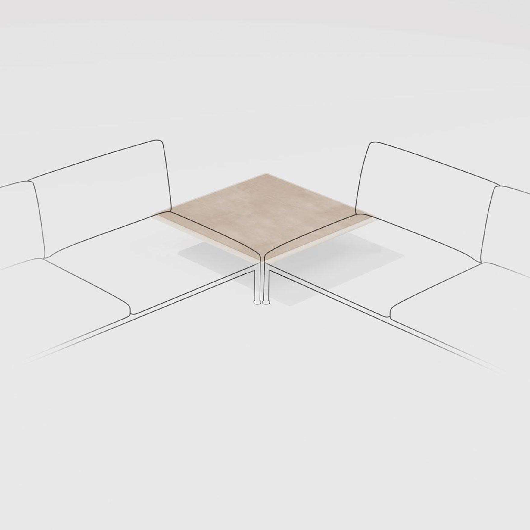 Roè | Low square corner table (right or left) with top in porcelain stoneware and one leg Roè | Low square corner table (right or left) with top in porcelain stoneware and one leg