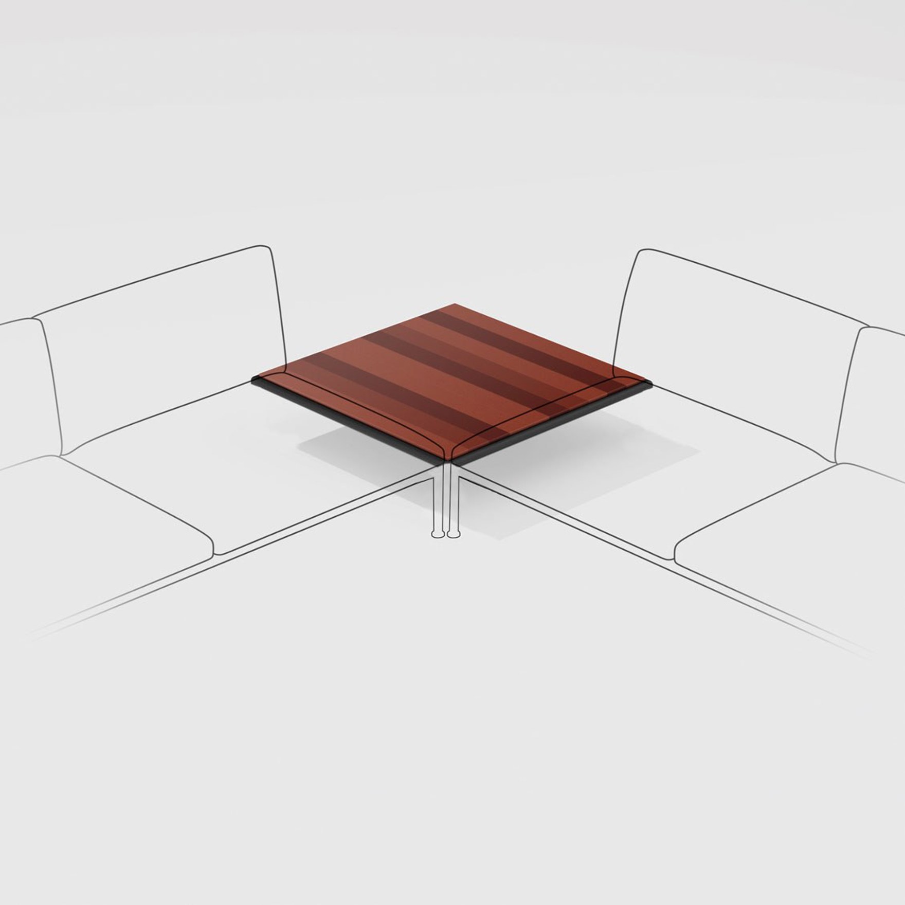 Roè | Low square corner table (right or left) with top in lava stone and one leg Roè | Low square corner table (right or left) with top in lava stone and one leg