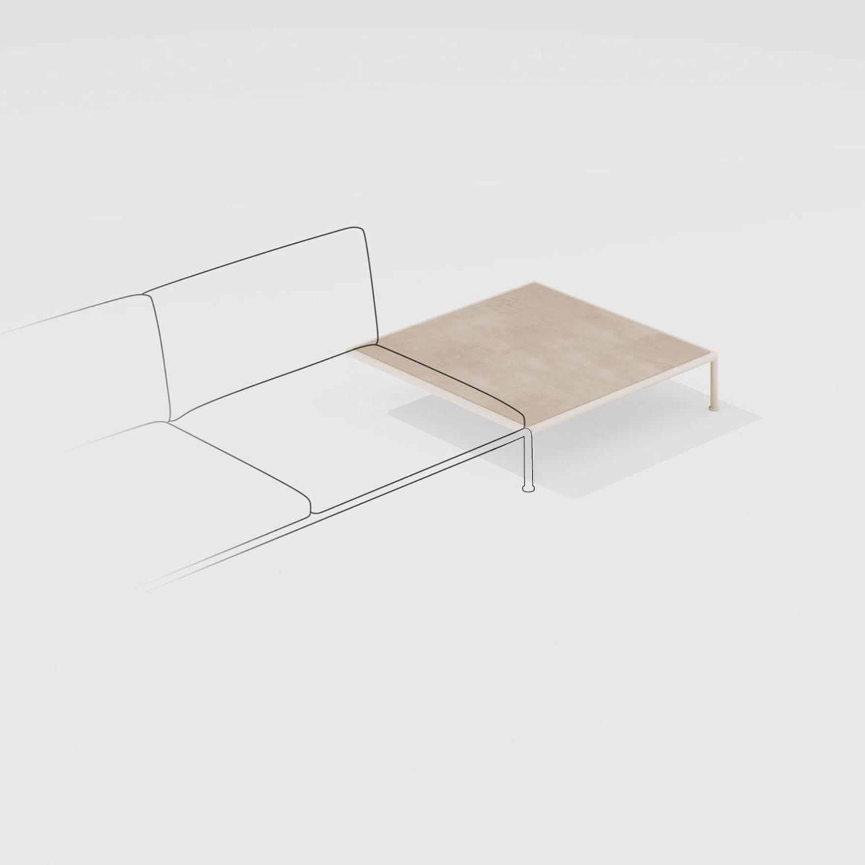Roè | Low square side table with top in porcelain stoneware and two legs Roè | Low square side table with top in porcelain stoneware and two legs