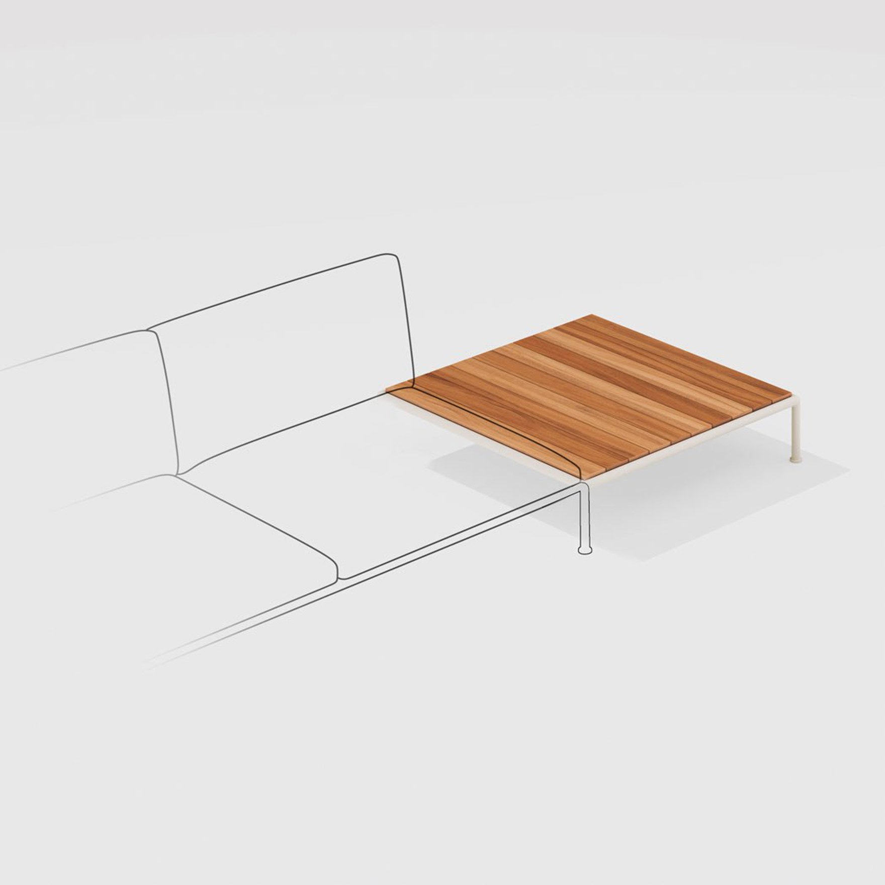 Roè | Low square side table with top in Teak and two legs Roè | Low square side table with top in Teak and two legs