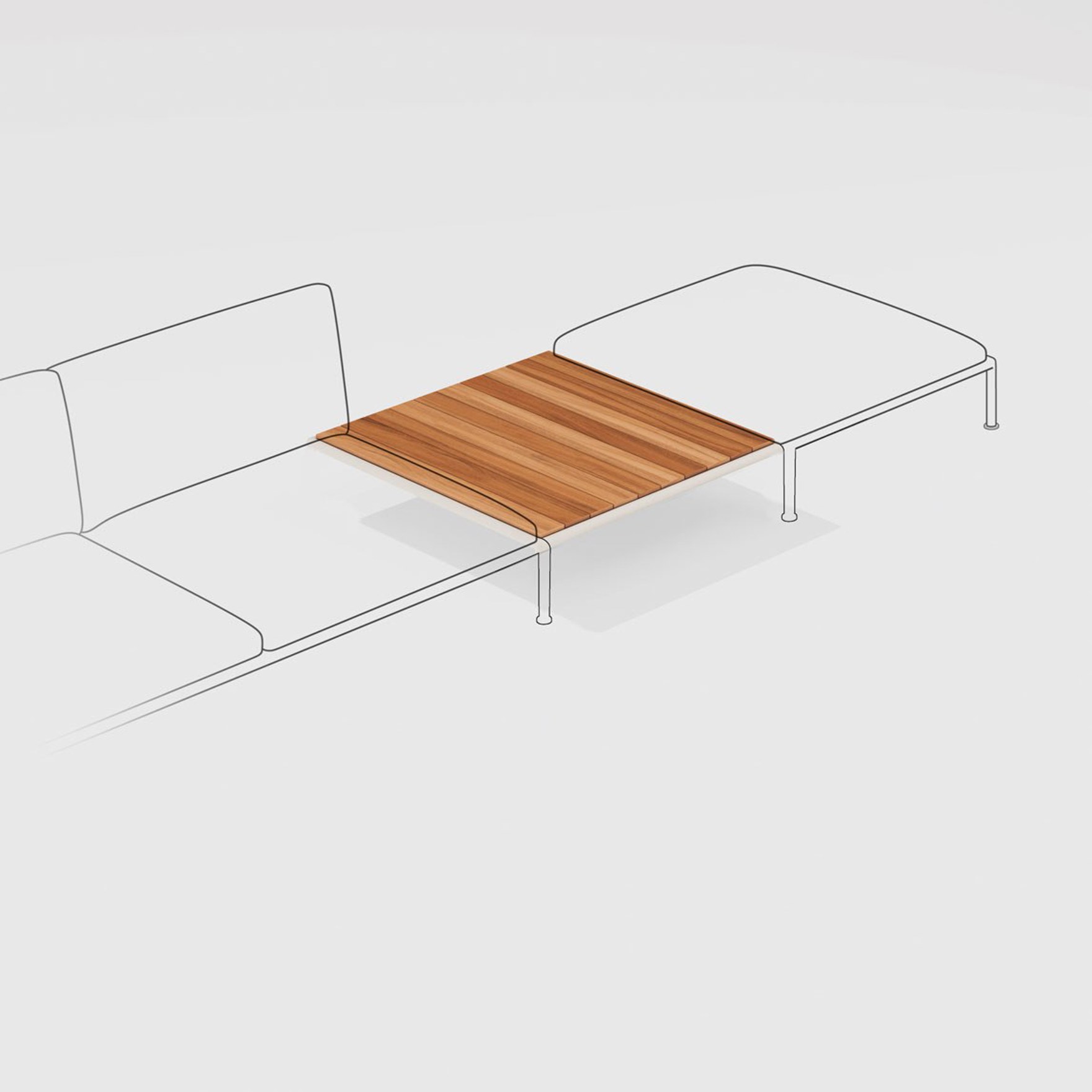 Roè | Low square central table with top in Teak and without legs Roè | Low square central table with top in Teak and without legs