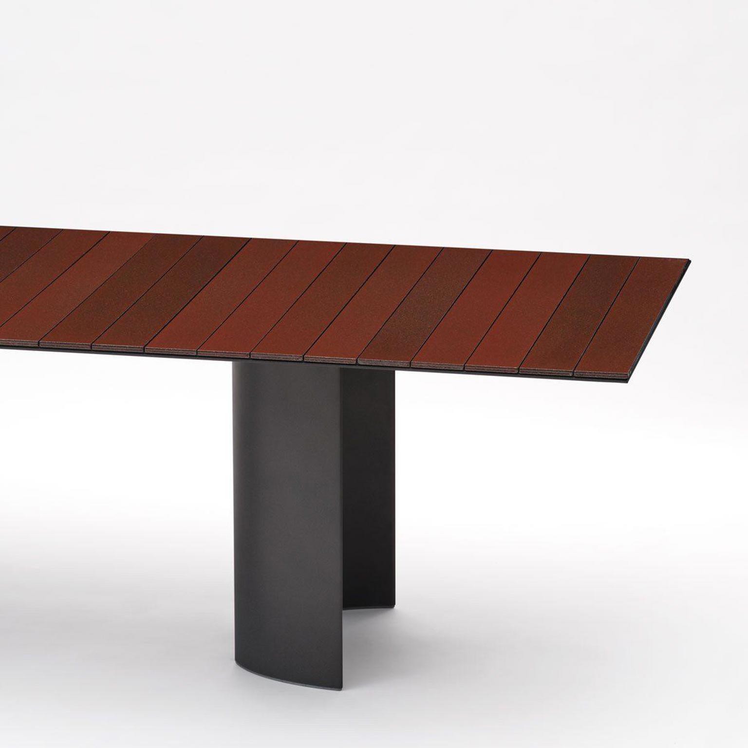 Rectangular table with top in lava stone 220/260/300 x 100 x h 73 cm