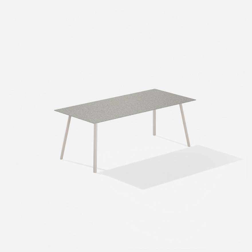 Mosaiko | Low rectangular table with top in speckled aluminium