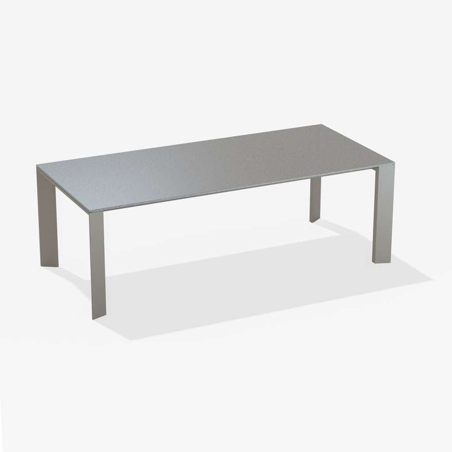 Grande Arche | Tavolo rettangolare con piano in alluminio puntinato