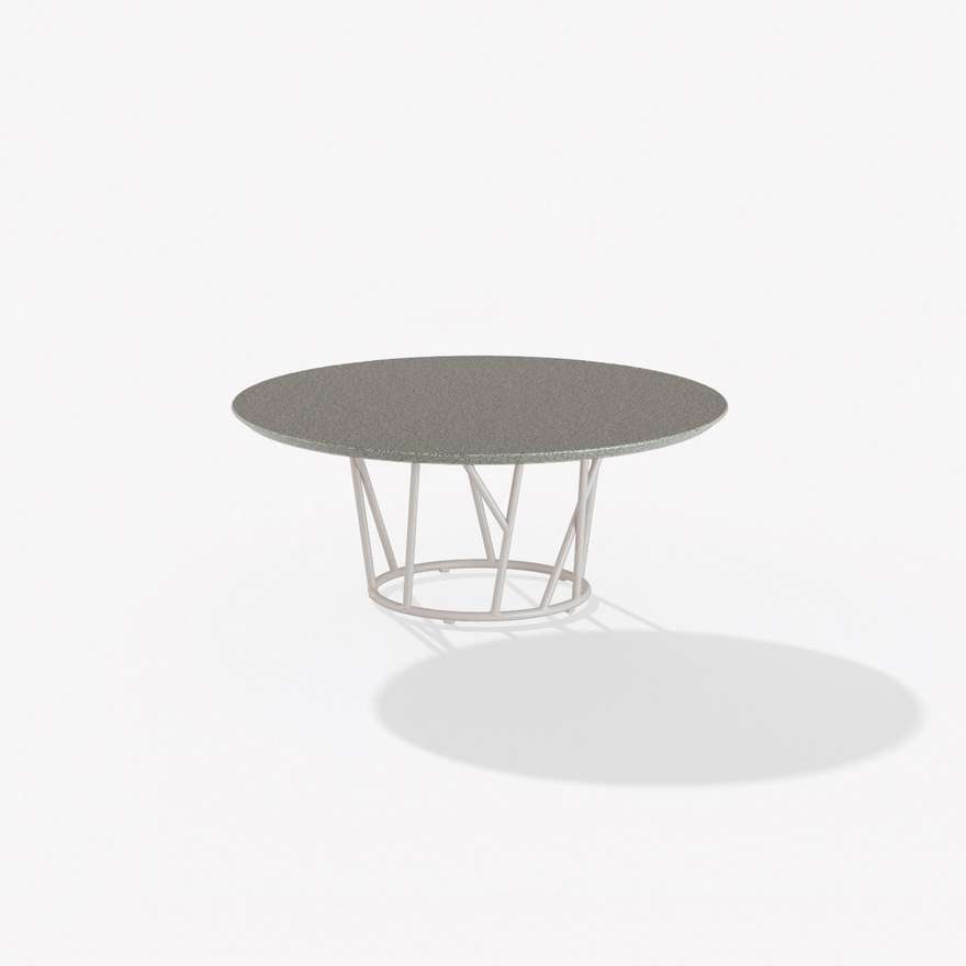 Wild | Low round table with top in speckled aluminium