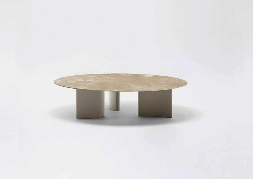 Naca | Low round table with top in porcelain stoneware ø 80 / ø 120 x h 33 cm