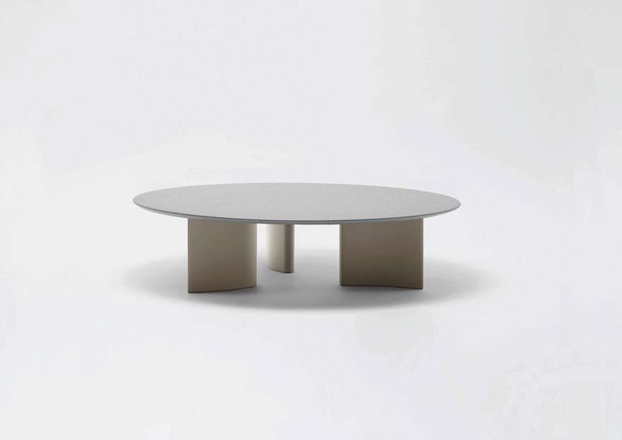 Naca | Low round table with top in speckled aluminium ø 80 / ø 138 x h 32 cm
