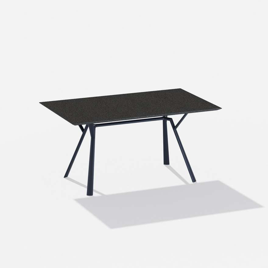 Radice Quadra | Tavolo rettangolare con piano in alluminio puntinato