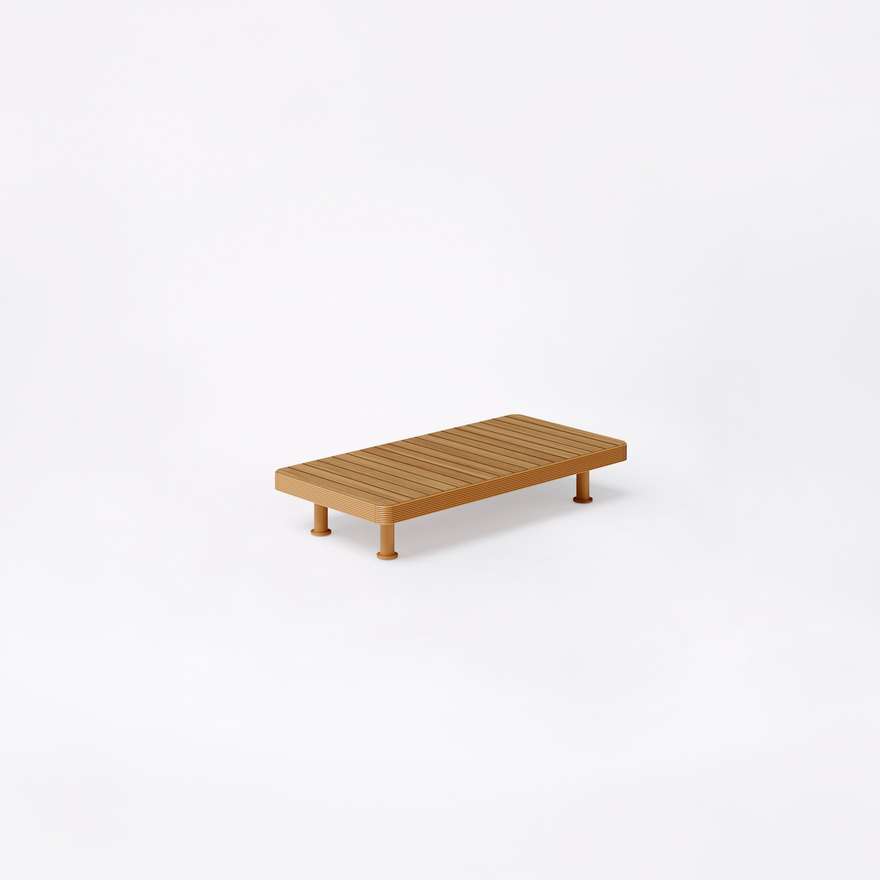 Unduetre | Tavolo basso rettangolare con piano in Teak