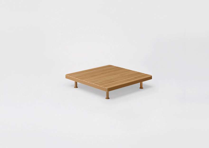 Unduetre | Tavolo basso quadrato con piano in Teak